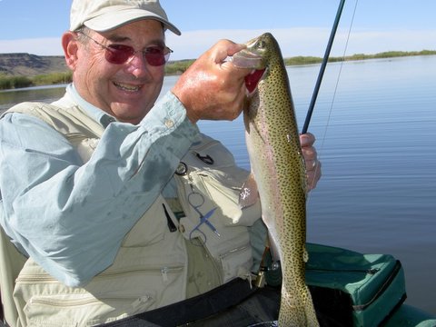 Single Rainbow Fishing Duck